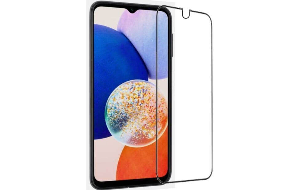 Display Safety Glass for Samsung A14 / Motorola G50 5G This image is for reference only and may not be the actual detail of other phone models or similar tempered glass.