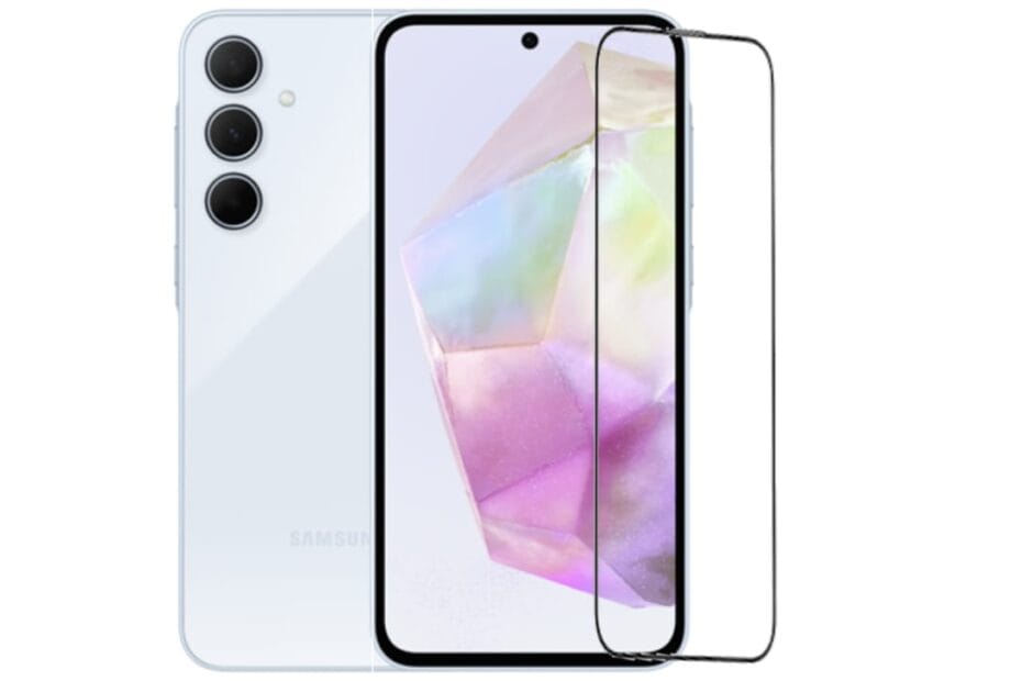 UNIVERSAL TEMPERED GLASS FOR SAMSUNG A35 This image is for reference only and may not be the actual detail of other phone models or similar tempered glass.